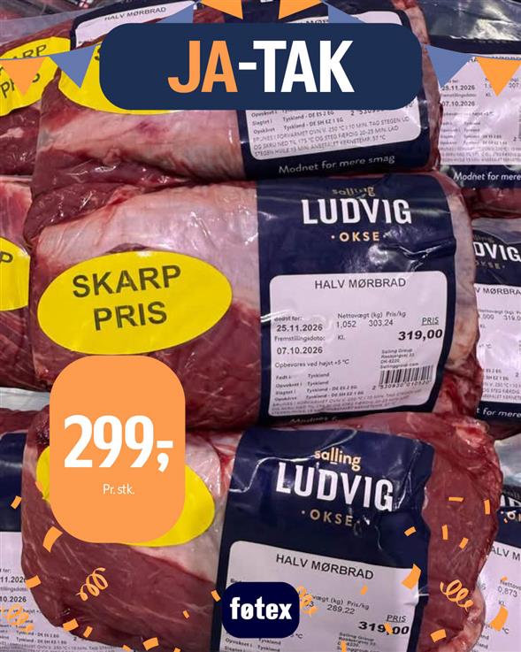 FERSK LUDVIG OKSEMØRBRAD 850-1200 G