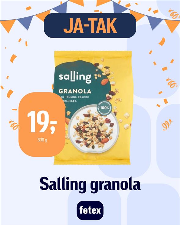SALLING GRANOLA M. HONNINH, ROSINER OG TRANEBÆR